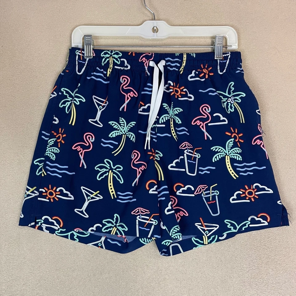 Chubbies Navy Neon Flamingo Palme Cocktail Badehose Herren Medium