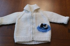 VTG hand-knit Cookie Monster 3D Sweater Zip Cardigan Toddler Kids Unisex 18-24 m