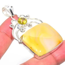 Yellow Aventurine Gemstone Handmade 925 Sterling Silver Jewelry Pendant  RM-116