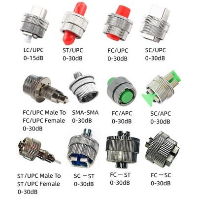 Adjustable Fiber Optic Attenuator 0~30dB FC SC ST LC SMA Mechanical Flange Type