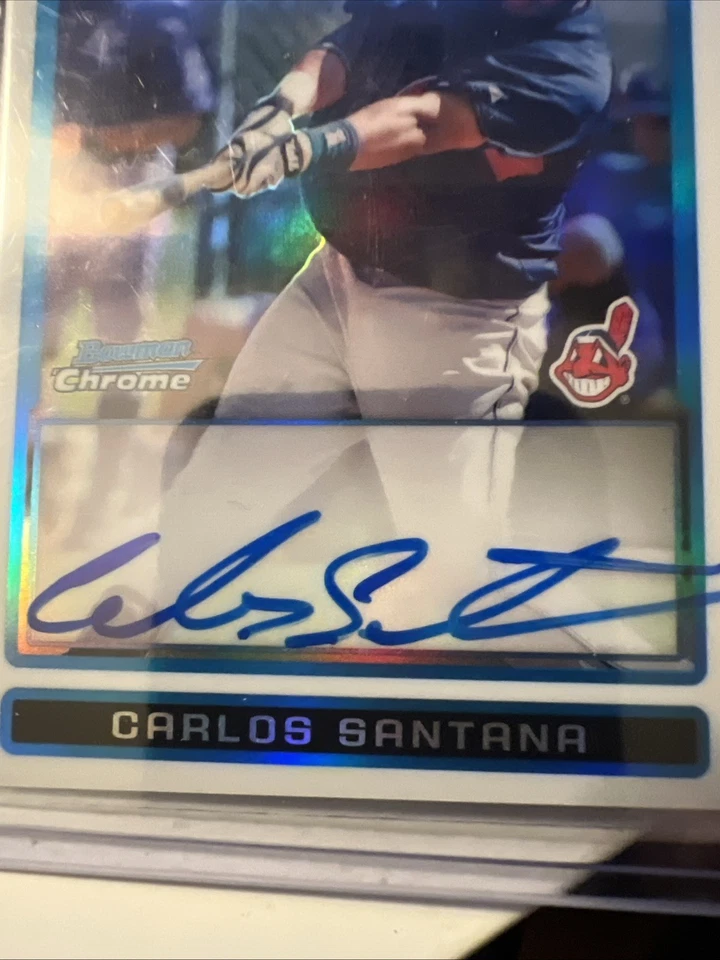 Carlos Santana Auto Rookie Refractor 2009 Topps Bowman Chrome 232/500 Guardians Foto 2 de 4