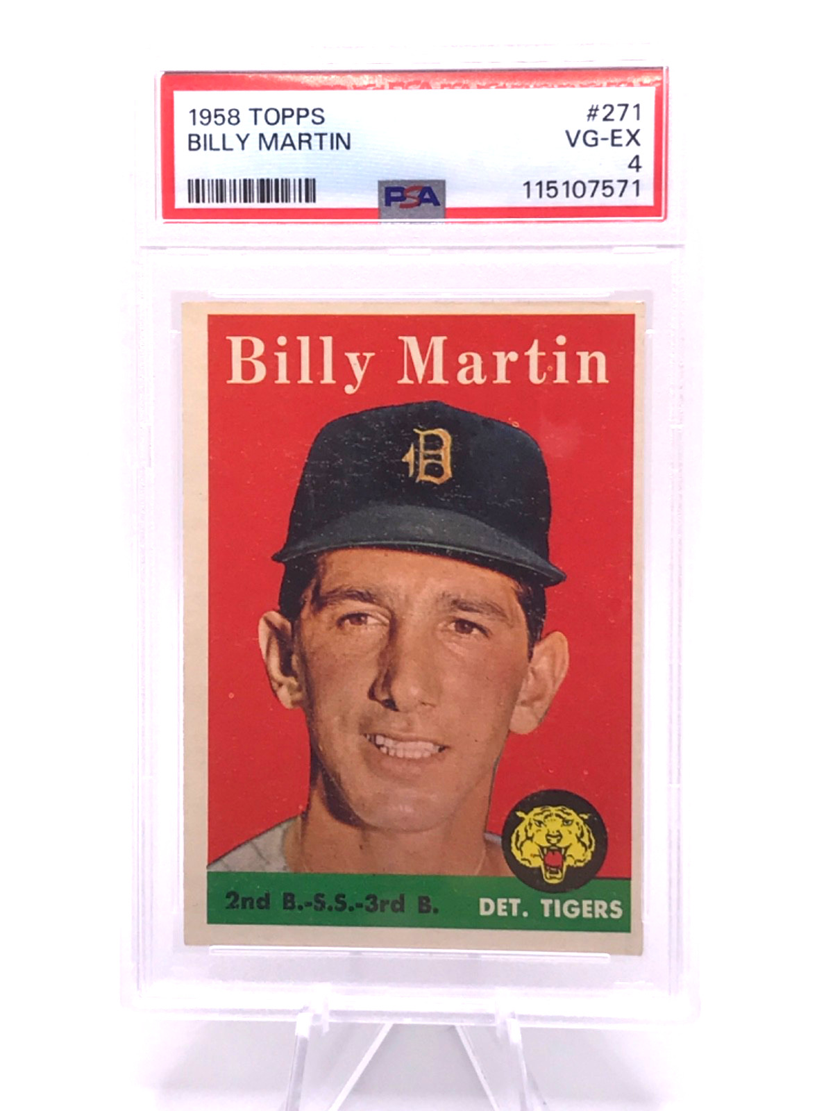 Billy Martin 1958 Topps #271 Detroit Tigers New Slab PSA4 VG-EX