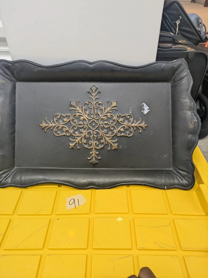 Southern Living at Home Black Florentine Tray with Gold Accents - Image 4 of 4