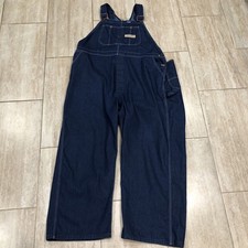 Vintage Big Mac Bib Overalls Mens 50 28 Inseam Blue Denim Square Bak