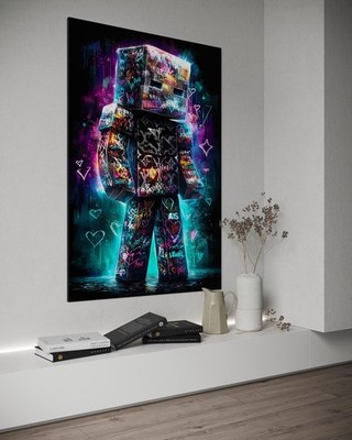 Leinwand Bild Creeper Farbig Deko Cartoon Pop-Art Graffiti Neon Gaming