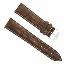 22MM LEATHER WATCH BAND STRAP FOR FOSSIL WATCH LIGHT BROWN WHITE STITCHING