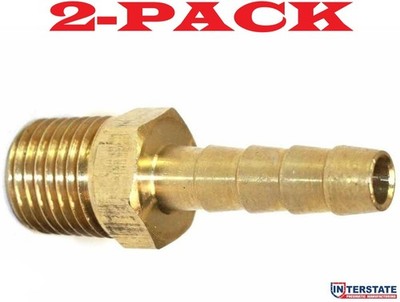 2-PACK! 5/16'' Barb x 3/8 NPT Male Brass Hose Fitting, FM-65 Interstate FM65