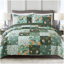 Boho Floral Quilts Queen Size Lightweight Bedspreads Set