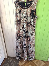 Windsmoor Black Beige Floral Round Neck Sleeveless Lined Maxi Dress UK 24