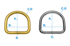 x 2 spawane pierścienie D 25mm 32mm 38mm 40mm 50mm - wykończenie srebrne i mosiężne