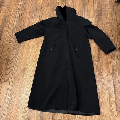 Vintage 90 s New York Harbor Andrea Black Trench Coat 10P Belted Removable Liner