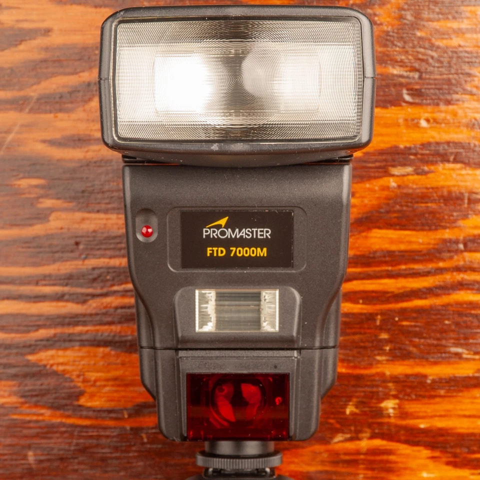 Flash de cámara Promaster FTD 7000M montaje en zapata caliente para Pentax probado funcionando Foto 2 de 4