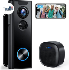 Doorbell Camera Wireless No Subscription, 2K Video Doorbell with Chime, 2-Way Au