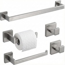 5-Piece Set, Bathroom Hardware, 16 in Towel Bar, Brushed Nickel