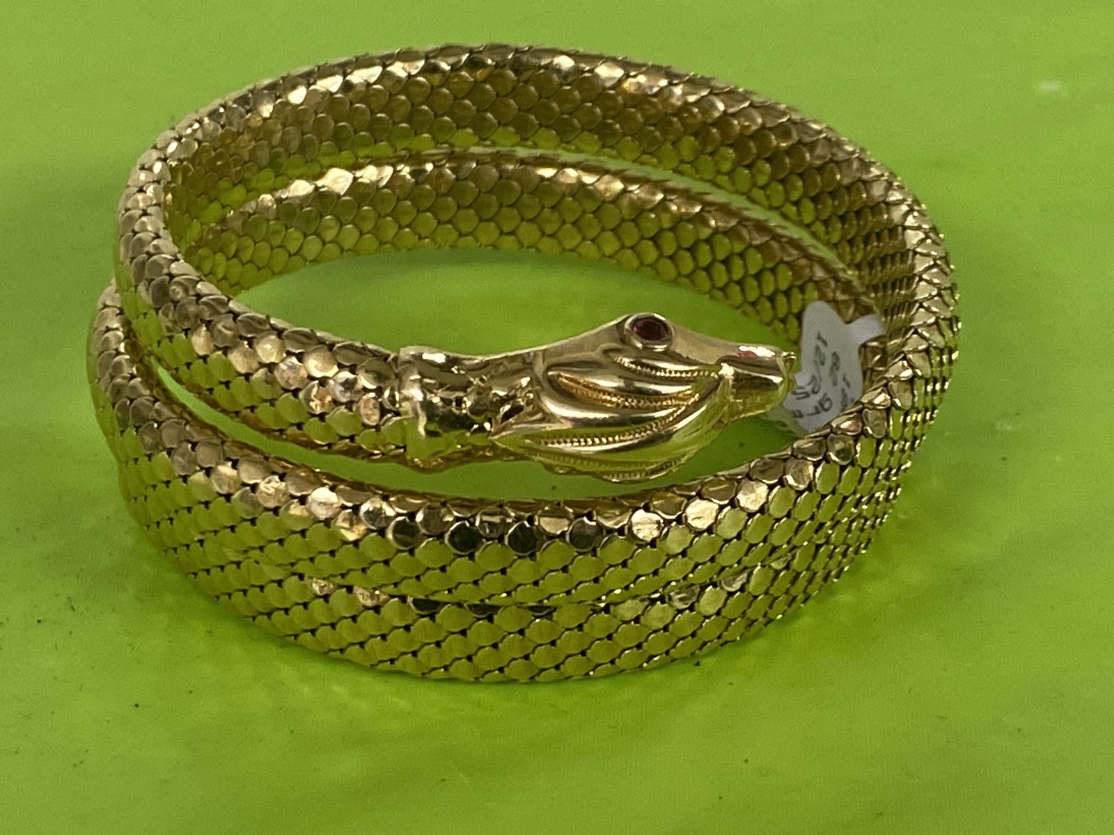 Italy Solid 18K Gold Custom Dragon 🐉 Ruby Eyes F… - image 1