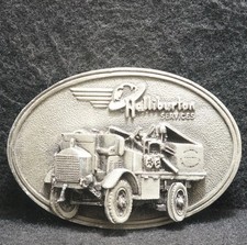 WI07172 NOS VINTAGE 1970s HALLIBURTON SERVICES ADVERTISEMENT BELT BUCKLE