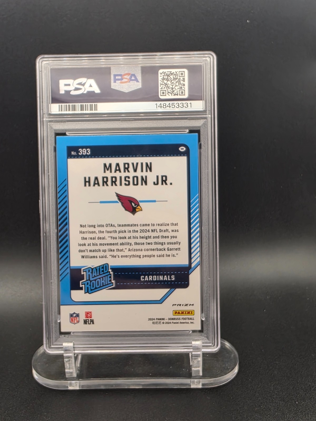 2024 Donruss - Marvin Harrison Jr. #393 Optic Preview Red Pandora PSA GEM MINT10 view 2