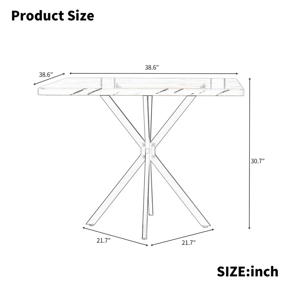 Square Dining Table Set Mid Century Modern Square Dining Table - Image 2 of 4