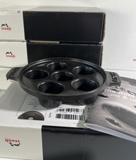 Lotto 4 casseruole rotonde in ghisa nera STAUB La Cocotte nuove con scatola set 4 x smalto