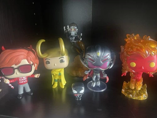 Marvel Funko Pop Q Fig Star Lord Figure Lot Daredevil Loki Torch Ultron Loose
