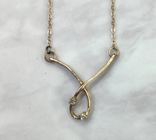 9ct Yellow Gold Pendant Necklace Diamond Stones Full Hallmark 42cm Long