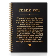 Thank You Gold Hardcover 160 Pages Spiral Notebooks, Funny Thank You Gift black