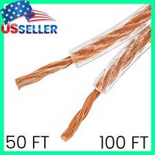 Clear Speaker Wire 12AWG 2 Conductor 12 Gauge Home Theater Car Audio Cable LOT