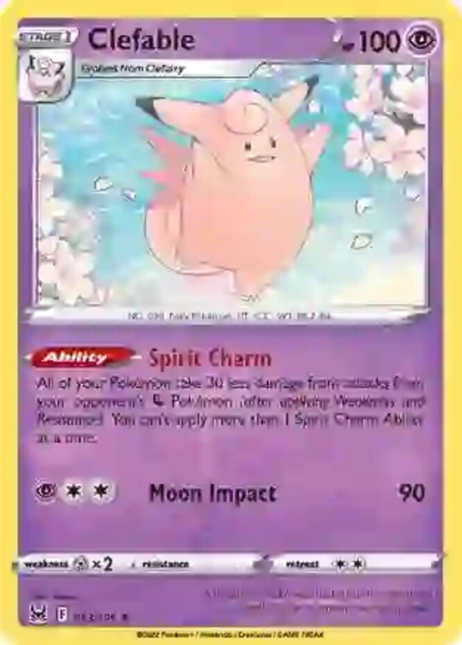 Clefable - 063/196 - Rare (Lp) Lost Origin - Psychic Pokémon
