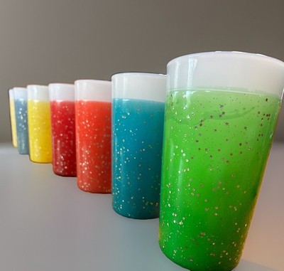 VTG Fire King Glamalite Glasses Tumblers Milk Glass MCM Glitter Set of 7 Cups