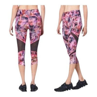 Lululemon Womens Pink Sun Dazed Print On Pace Crop Leggings Size 2