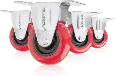 3 Inch Fixed Caster Wheels with 640 Lbs Loads, Heavy Duty Plate Casters, Rigid F