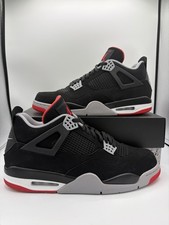Air Jordan 4 Retro OG Bred Black/Red/Grey 2019 308497-060 Size 14 Men's Used