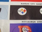 RARE ERROR 1973 NFL Football Gumball Helmet Logo Sticker Sheet AFC Kit #2 OPI — photo 3