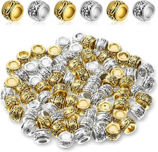 100 Pcs round Spacer Beads with Large Hole, 8 Mm Tibetan Alloy Antique Plated Me