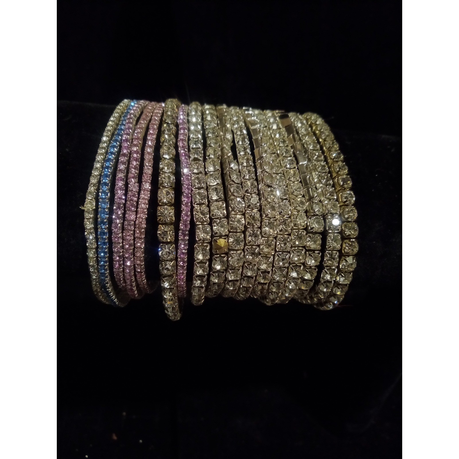 Sparkling Rhinestone Bangles Set Stackable Crysta… - image 3