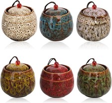 Small Urns for Human Ashes Set of 6, Decorative Cremation Keepsakes Made of Cera