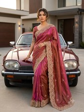 Bridal Saree Indian Wear Sari Designer Bollywood Blouse Wedding Ethnic Pakistani
