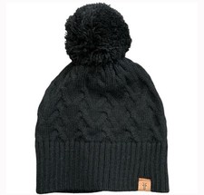 Frye Cable Knit Beanie W/Pom Pom in Black New