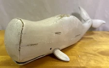 Vintage Moby Dick Sperm Whale Sculpture 14" L x 4" H Off-White Color Carved VGC