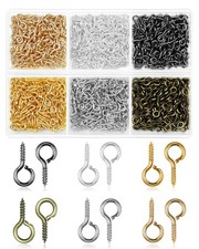 960PCS Small Screw Eye Pins 6 Colors, 3 Sizes Hooks for Jewelry Crafts