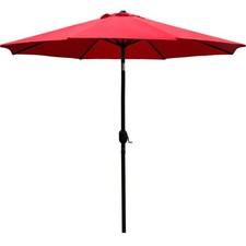 9' Patio Umbrella Outdoor Table Umbrella with 8 Sturdy Ribs Red 