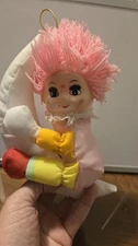 Vintage Dan Brechner Moon Baby Plush Ornament 7” Pastel Hanging Doll Star