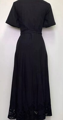 ZARA ZW COLLECTION MIDI SHIRT DRESS BLACK NEW SS24 XS Blogger REF