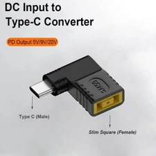 DC Slim Square Tip to USB Type C PD Power Adapter Converter for USB C Devices