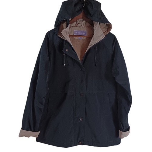 NWT $160 Laura Scott Black Sz S Hooded Water Resistant Button Zip Coat Jacket