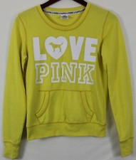 PINK by Victoria's Secret Women's Sweatshirt Sz XS Yellow Color Love Pink