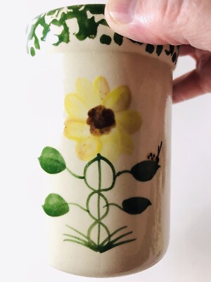 Alpine Pottery Mini Crocks, Frog, Sunflower Design, Roseville