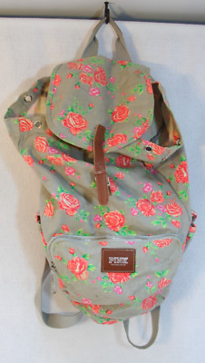 Victoria\'s Secret Women PinkRose Pattern Gray Backpack Belt Buckle Closure 14x15 Amazon.com | Victoria main image 4