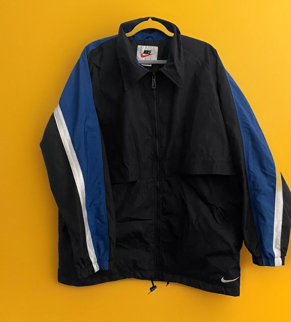 Vintage 90s Nike Swoosh Trench Windbreaker Jacket Men's L