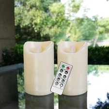 Flameless Outdoor Waterproof LED Pillar Candle with Remote Timer Battery Oper...